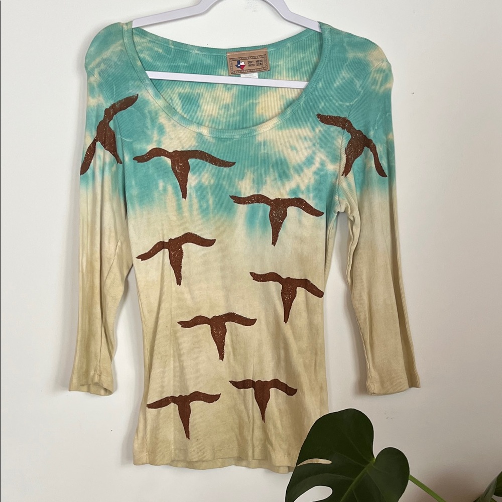 Women's Tie-Dye Bull Print Texas Top